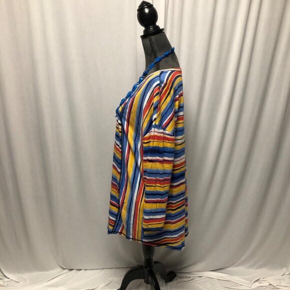 Westbound Top Womens Size XXL Red White Blue Yellow Stripe Tunic - Picture 3 of 6